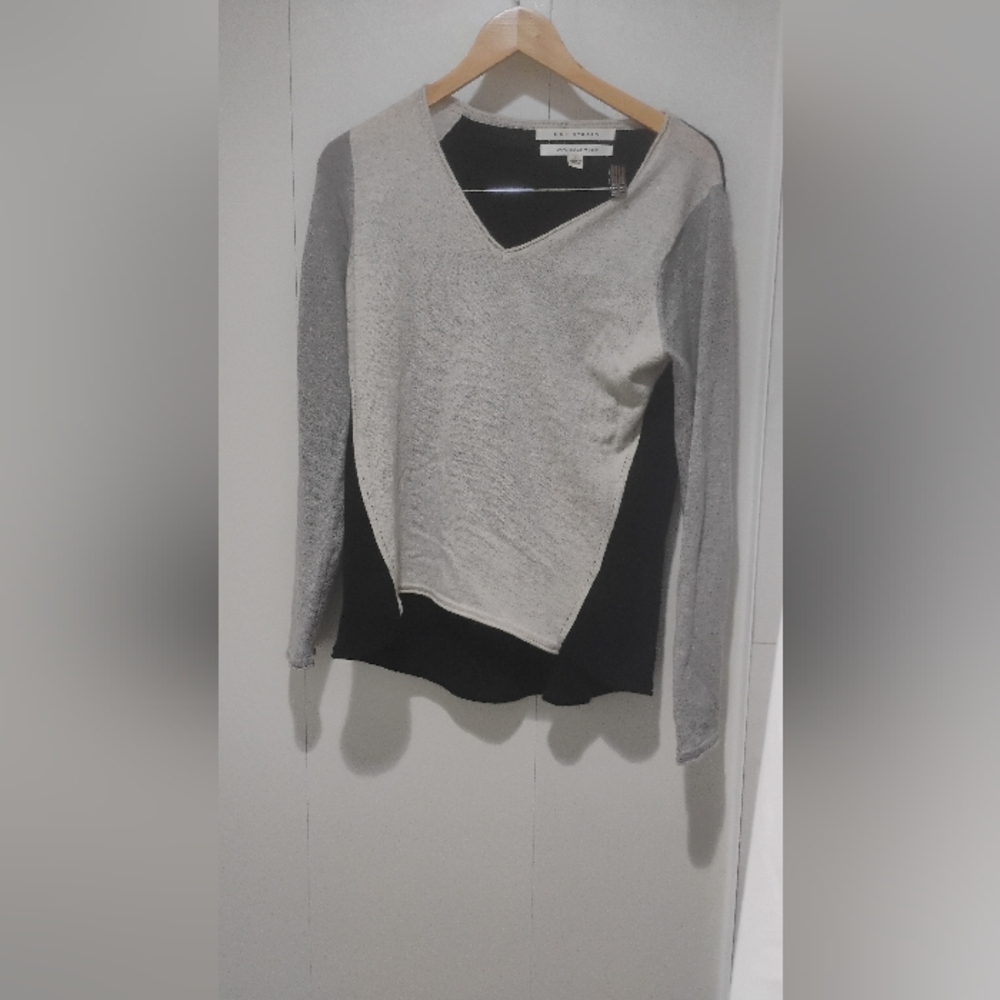 Max Studio Women's Colorblock V Neck Cashmere Sweater Sz L